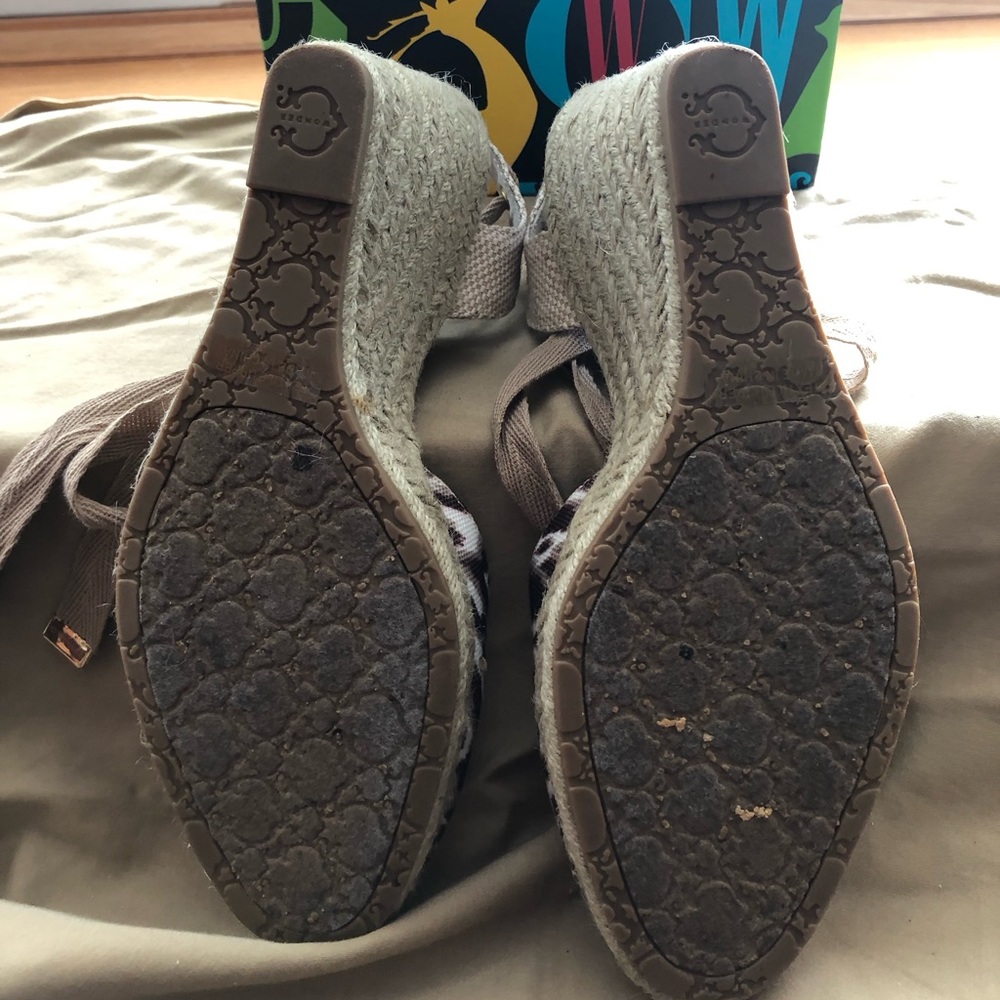 C Wonder Espadrille leopard Lace up Wedge Heels - Picture 3 of 4